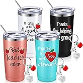 Yinder Valentines Gifts for Teachers Tumbler Set 4pcs Stainless Steel Tumblers with Keychains 12oz Insulated Mugs for Teachers Appreciation Presents Thank You Gifts Bulk Teacher Supplies(Apple)