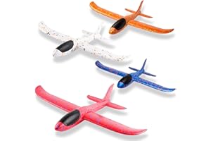 WATINC 4Pcs 14.5inch Airplanes, Manual Throwing Outdoor Sports Toys for Challenging, Children Games Toy Fun, Glider Plane for Kids, Birthday Gift Flying Gliders, Foam Airplane for Boys Girls