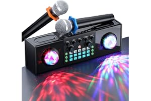 Facmogu Karaoke Machine with Ambient lighting, Portable Bluetooth Speaker with 2 Wireless Microphones for Adults, Wireless Microphone Karaoke Mixer System for Home Party Karaoke, Smart TV, Home System