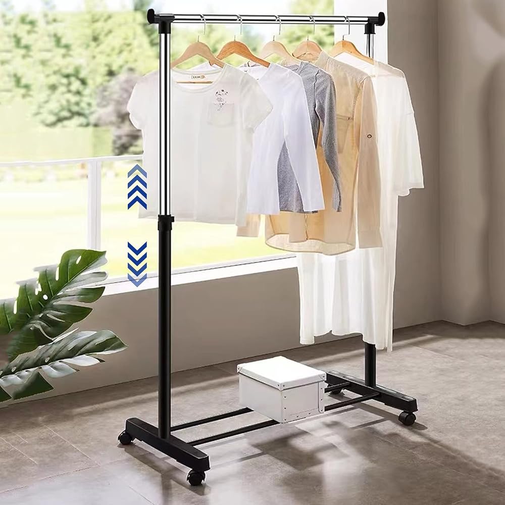 Vivo Technologies Adjustable Mobile Clothes Rail 80cm 41.5cm 87cm Castors