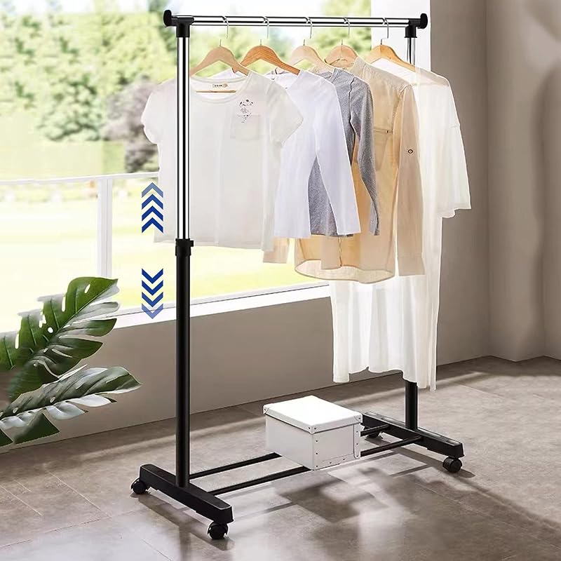 Vivo Technologies Adjustable Mobile Clothes Rail 80cm 41.5cm 87cm Castors