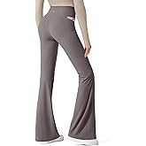 G4Free Ribbed Flare Yoga Pants with Pockets for Women High Waisted Bootcut Workout Leggings Casual
