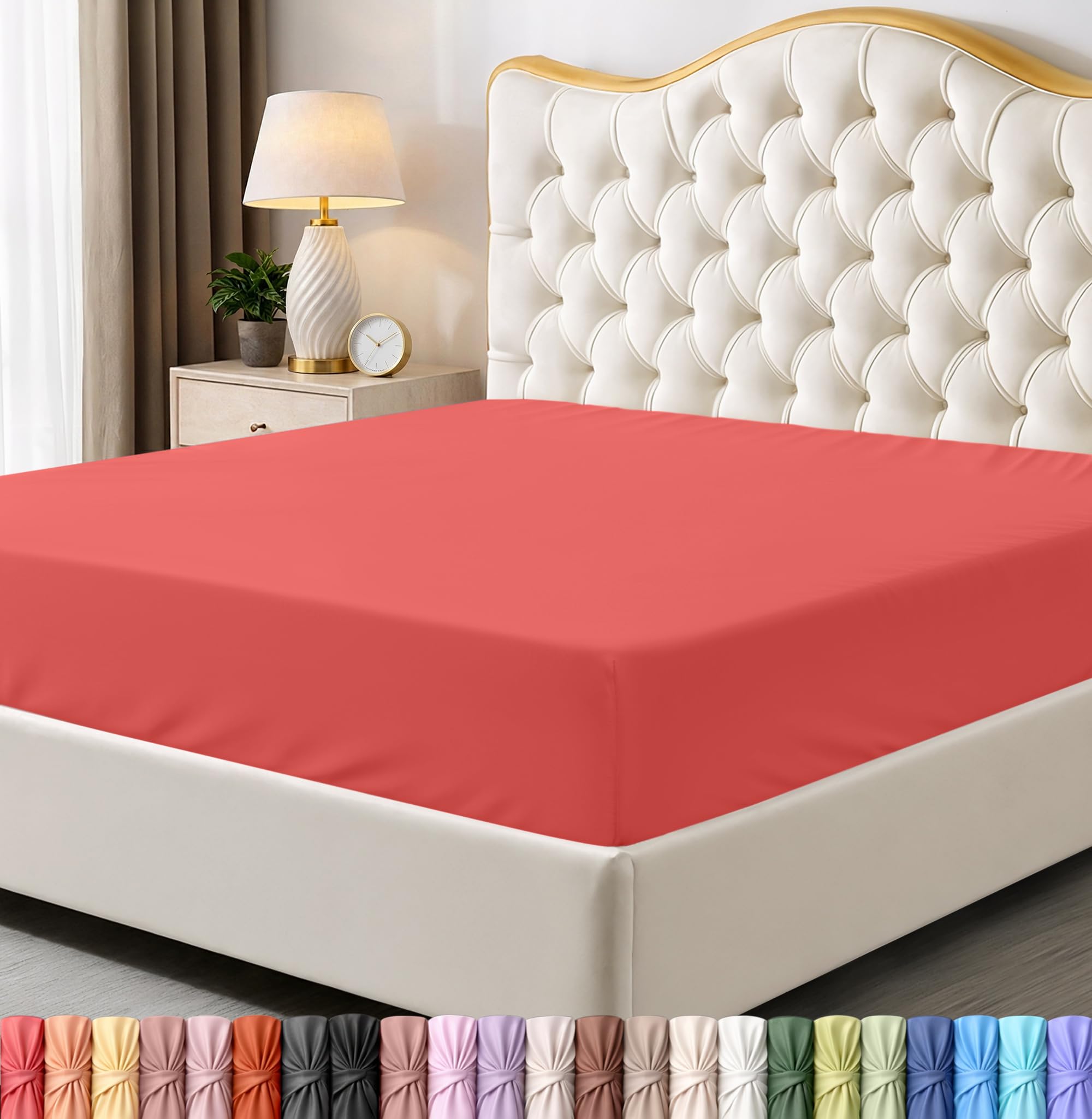 Utopia Bedding Queen Fitted Sheet - Bottom Sheet - Deep Pocket - Soft Microfiber -Shrinkage and Fade Resistant-Easy Care -1 Fitted Sheet Only (Coral) — image 1