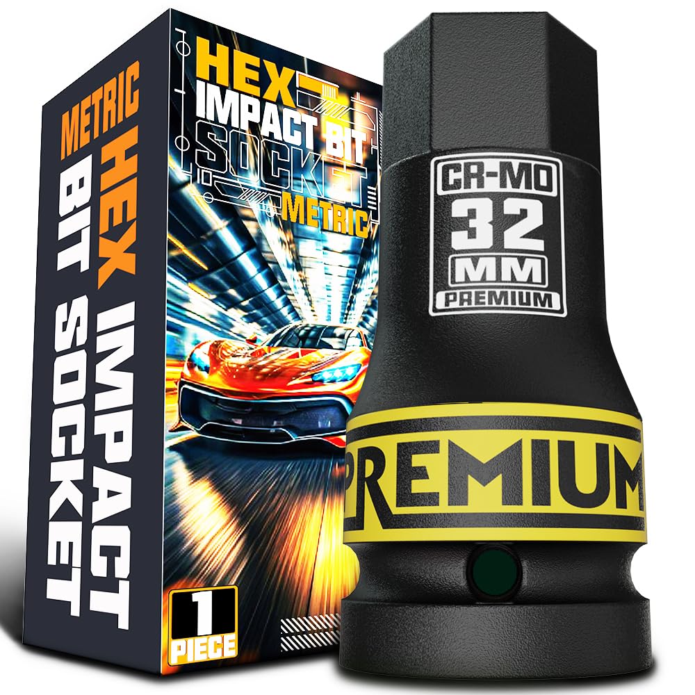 KIRXST 3/4" Impact Hex Bit Socket, H32 (32mm) Allen Key Socket, Premium CR-MO Steel, Metric 100mm Length