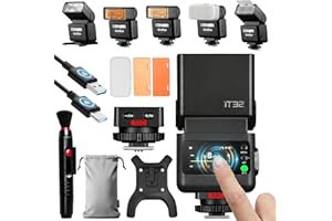 Godox IT32 TTL Camera Flash with X5C Flash Trigger for Canon Cameras,Magnetic Hotshoe&Trigger 2-in-1,Colorful Touch Screen,Ro