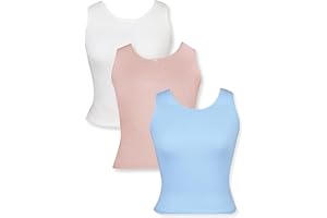 DChica Cotton Camisoles Vest for Girls | Round Neck Broad Strap Tank Top | Sleeveless Undershirts - Pack of 3 Camisoles