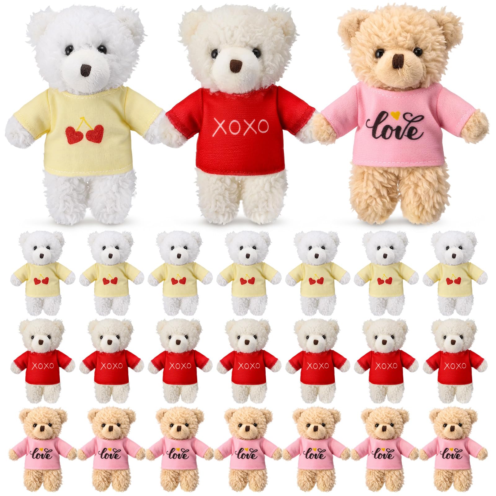 Photo 1 of Jenaai 24 Pcs Valentine's Day Mini Teddy Bear Bulk, 5.1 Inch Valentines Day Stuffed Animals Soft Plush Toys for Kids Grils Boys Birthday Gifts Party Favors Wedding Supplies(Classic Bear)