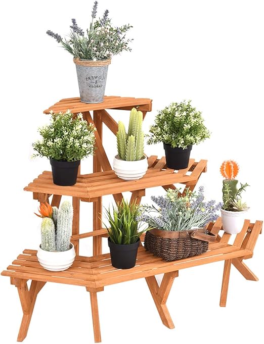 Safstar Wooden Plant Stand, 3Tier Corner