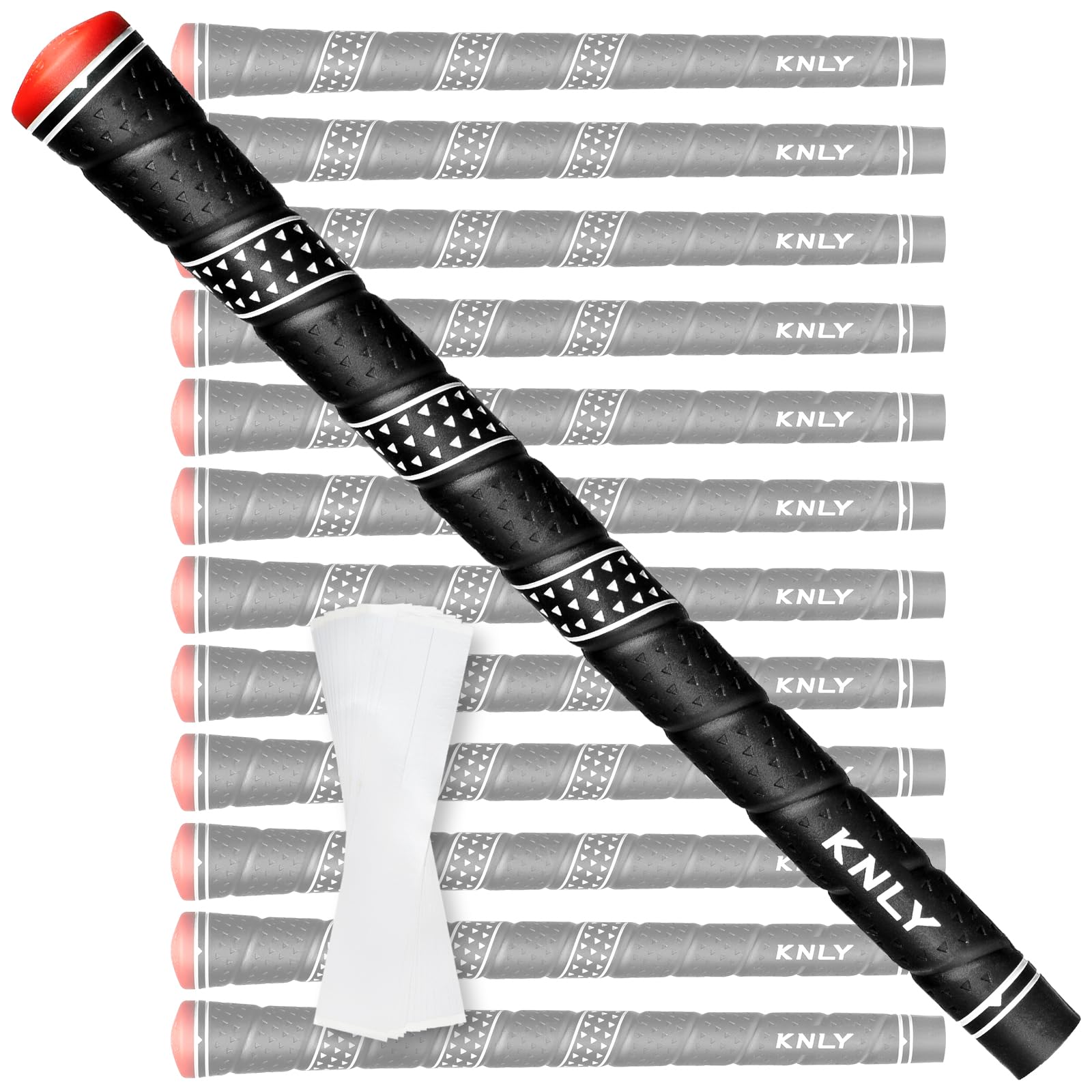Photo 1 of (BAGGED) (PARTIAL SET) KNLY Wrap Golf Grips Set of 13- Triangular Concave Texture Control Technology, All-weather Performance Rubber Golf Club Grips, Standard/Midsize,13 Grips With 15 Tapes And 13 GripsWith All Repair Kits