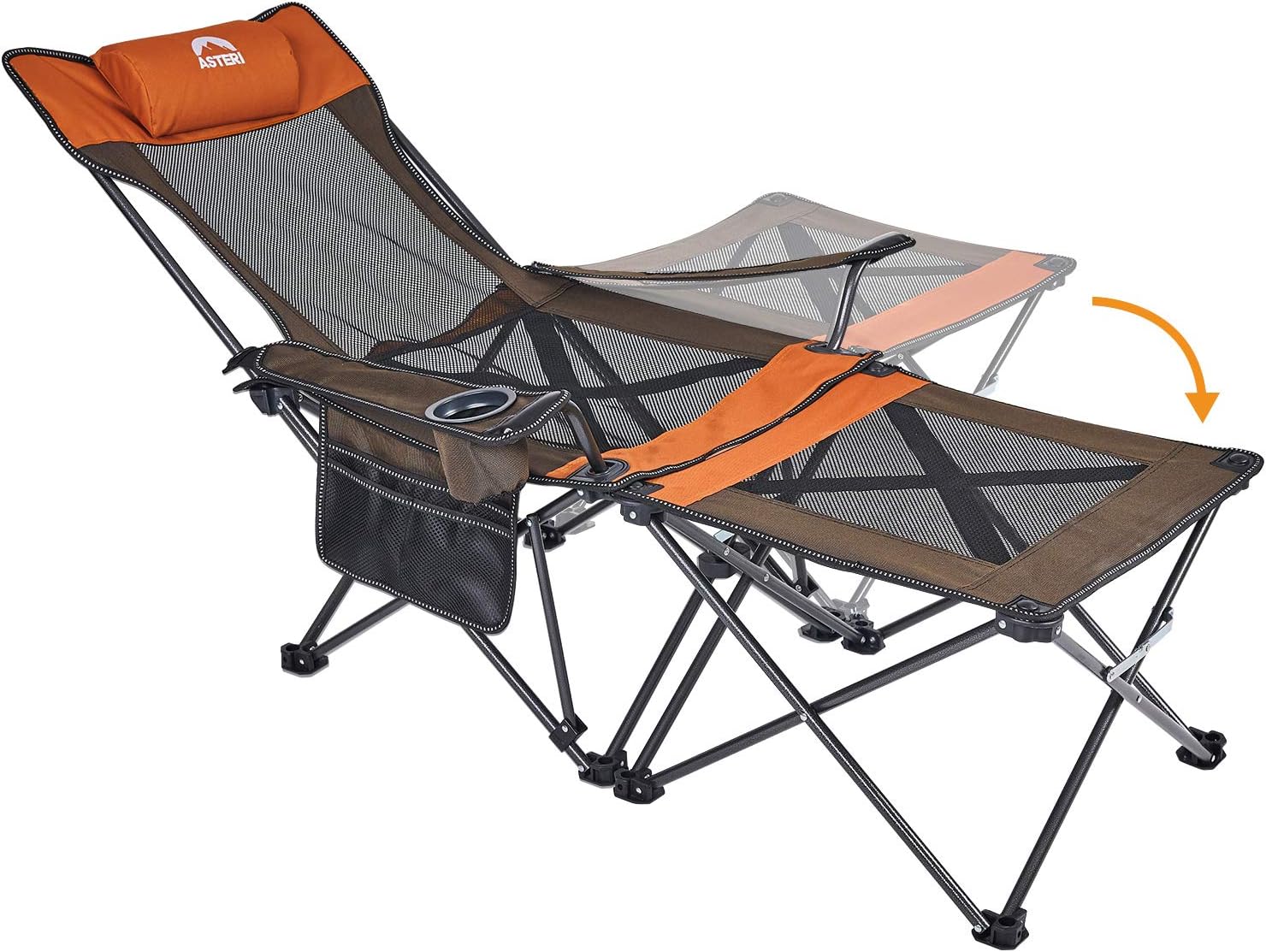 XGEAR Camping Chairs Folding Reclining Portable Chair with Cup Holder