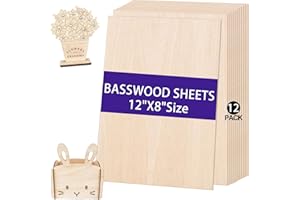 HEKOOLA 12 Pack Basswood Sheets 12" x 8" x 1/8", 3mm Basswood for Laser Cutting, Thin Plywood Sheets Unfinished Wood for Crafts, DIY Architectural Models Making, Wood Engraving, Wood Burning Product