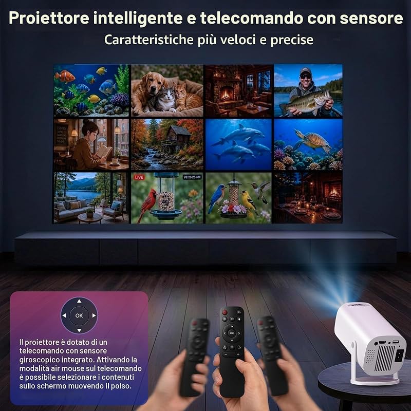 Mini Proiettore 4K Full HD 1080P Supporta, Proiettore Portatile