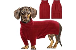 Queenmore Small Dog Sweaters for Small Dogs Girls Boys,Xmas Sweater Puppies,Turtleneck Knitted Sweater for Dog Cat,Cold Weather Pullover for Doggie Male Female,Soft Pet Sweater Pet Apparel(Red,S)