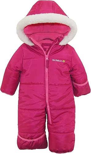 Pink Platinum Baby Girls’ One-Piece Puffer Winter Snowsuit in pink