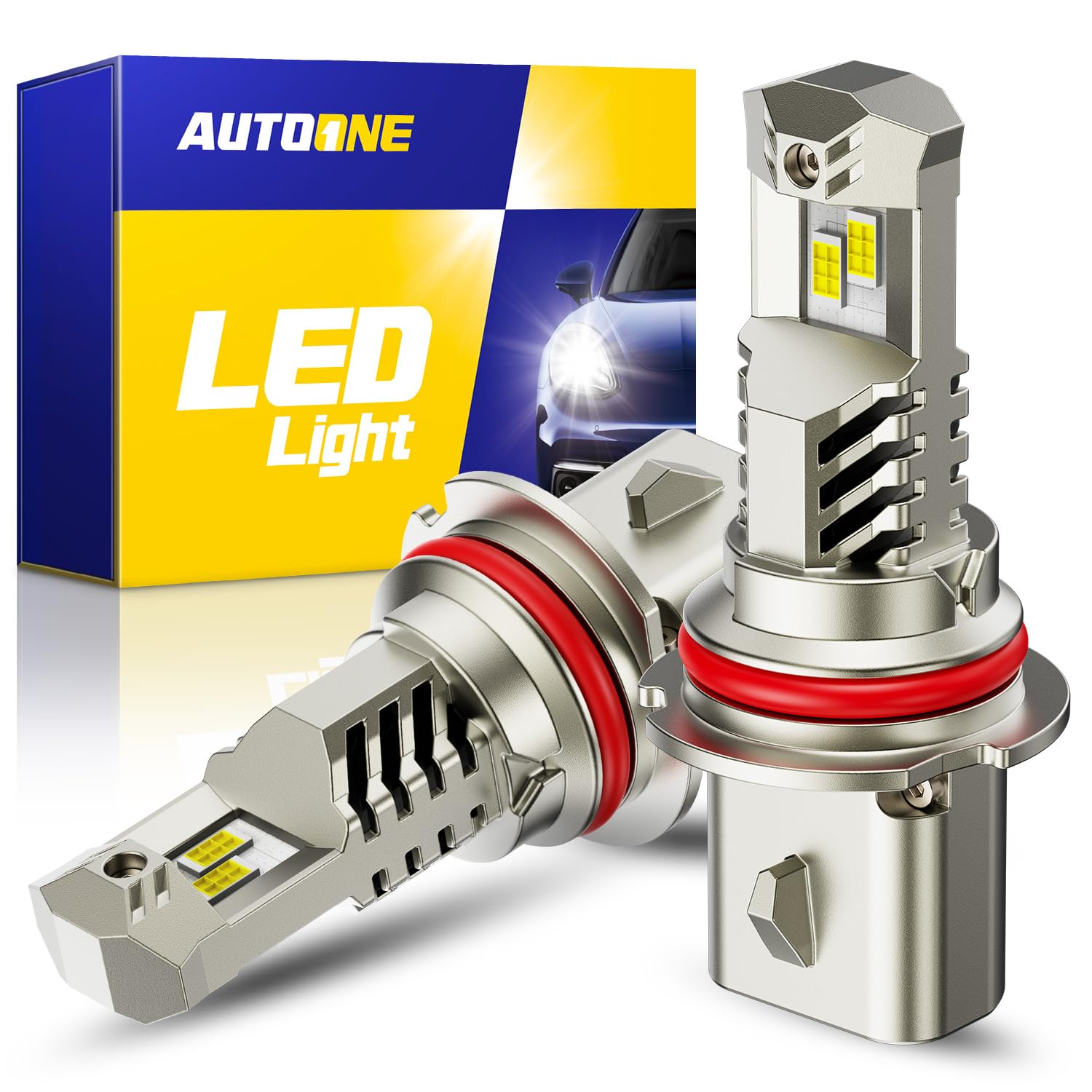 AUTOONE 9007/HB5 LED Light Bulbs 900% Brightness, 6000K Pure White Fog Light, 1:1 Halogen Size Wireless, Easy Installation, IP68, Pack of 2 Image