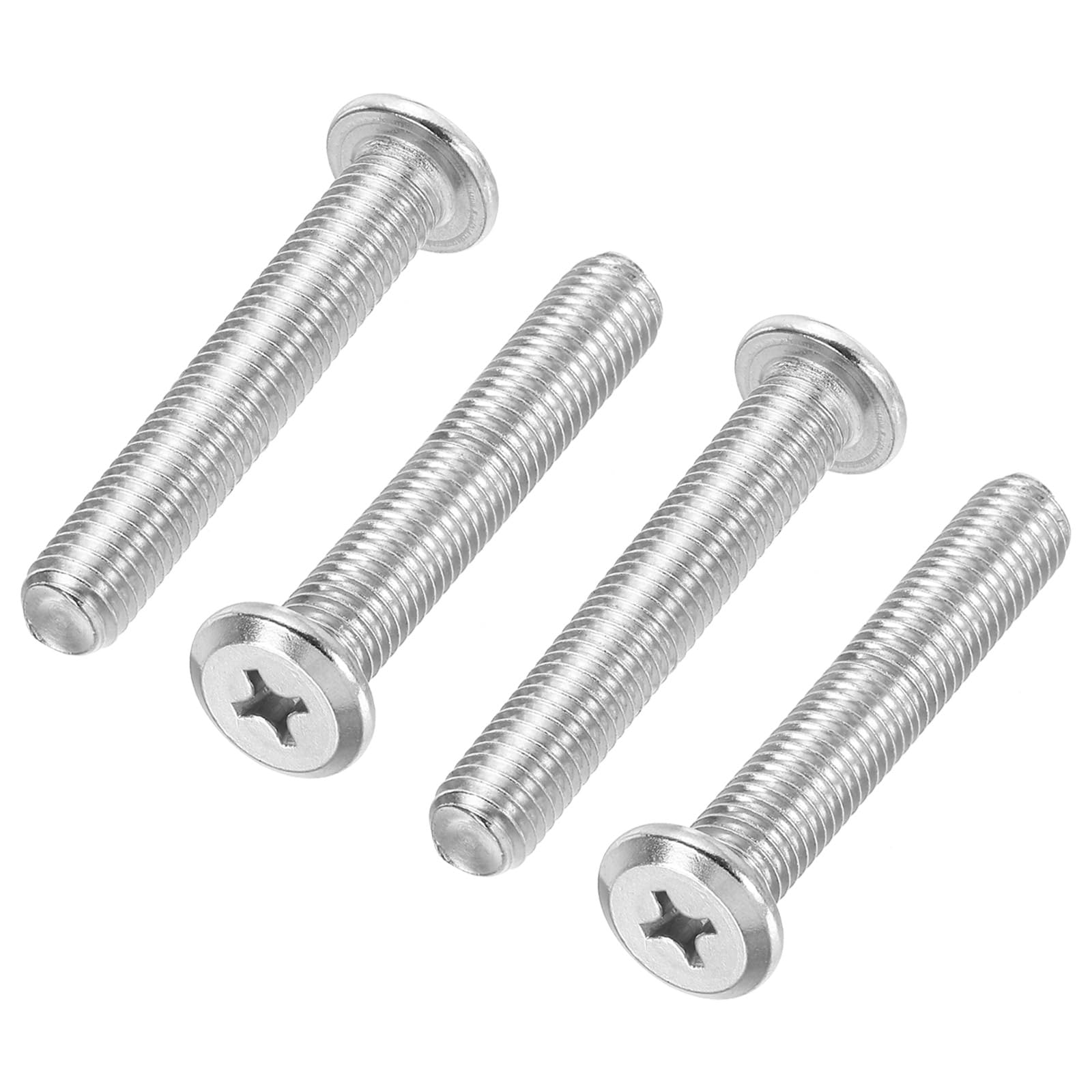 PATIKIL Flat Round Head Phillips Screws, 4 Pack M10-1.5 x 60mm Binding Screws 304 Stainless Steel 18-8 Full Thread, Phillips Drive Machine Screw Furniture Screw Connector Bolts
