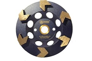 DiamaPro Systems DT-CW-5-ASEG-NT Non Threaded 5 Inch 6 Arrow Segment Concrete Grinding Cup Wheel for Grinding, Preparation, & Removing Glue/Grout/Coating
