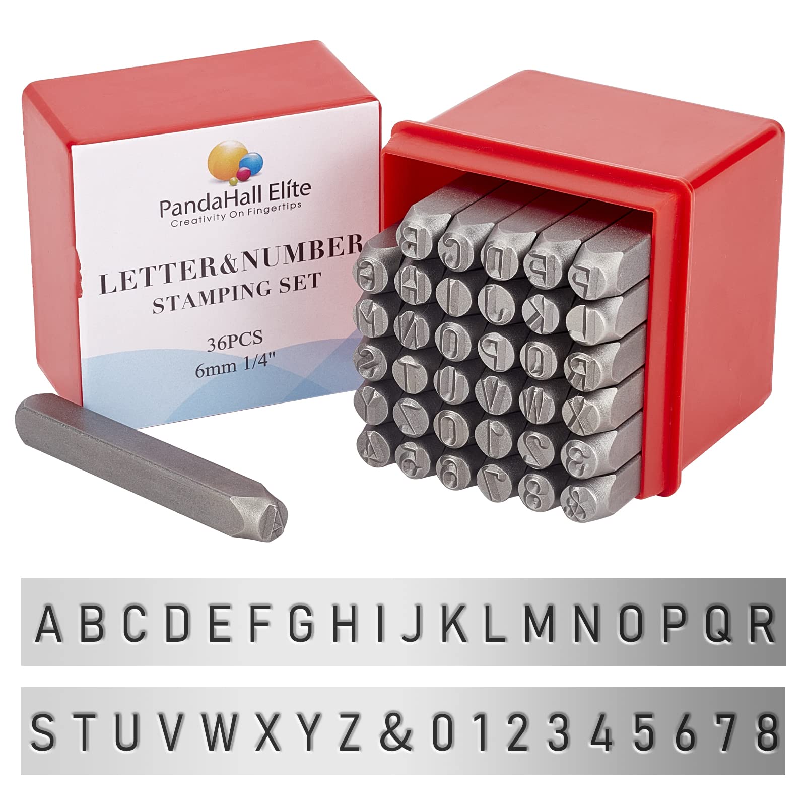 PH PandaHall 36pcs Iron Alphabet/Number Seal Stamps for DIY Jewellery Making, Black, 6mm, 63x8x6mm