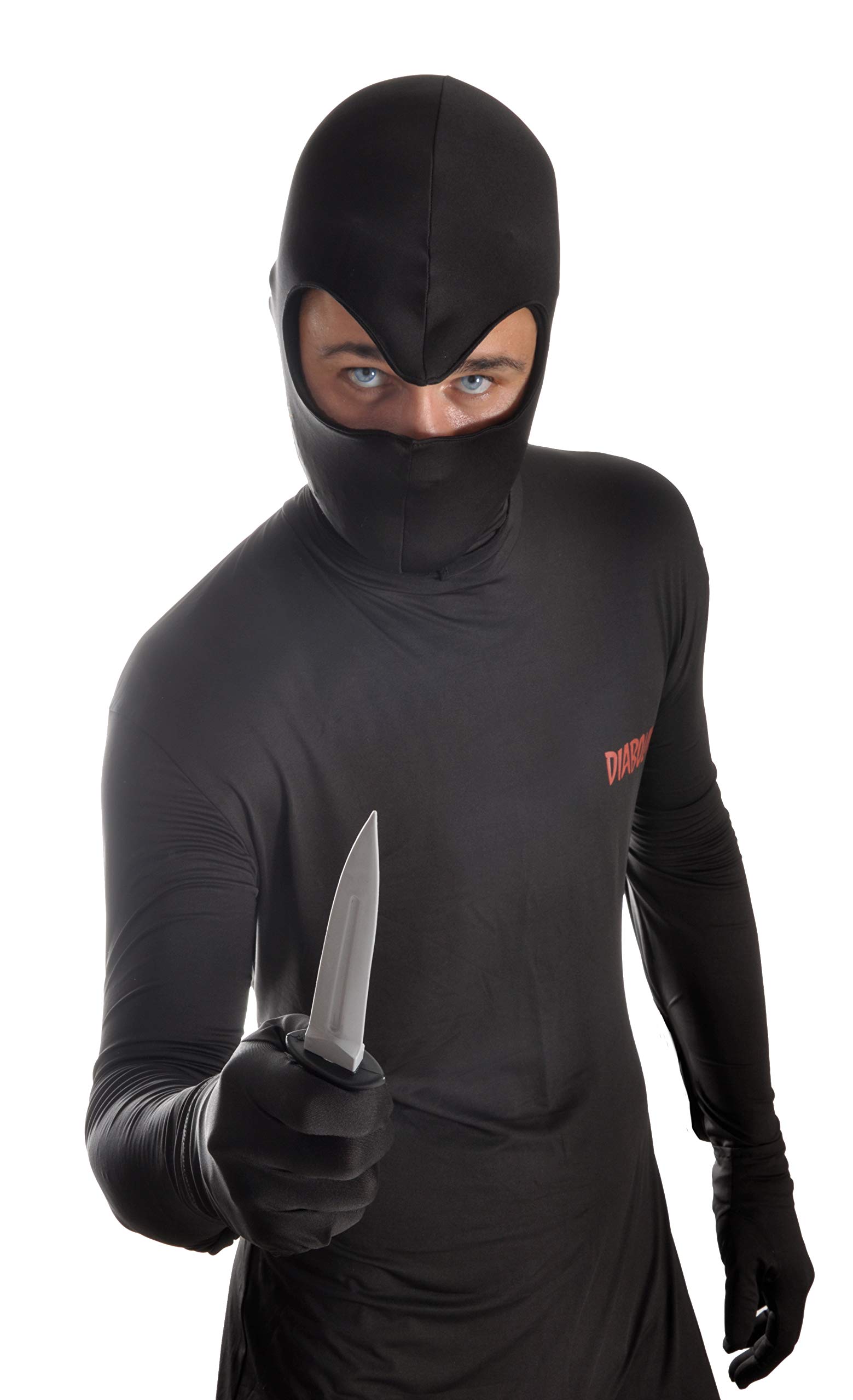 Diabolik suit costume disguise man adult official (One size 50-52) with fake dagger