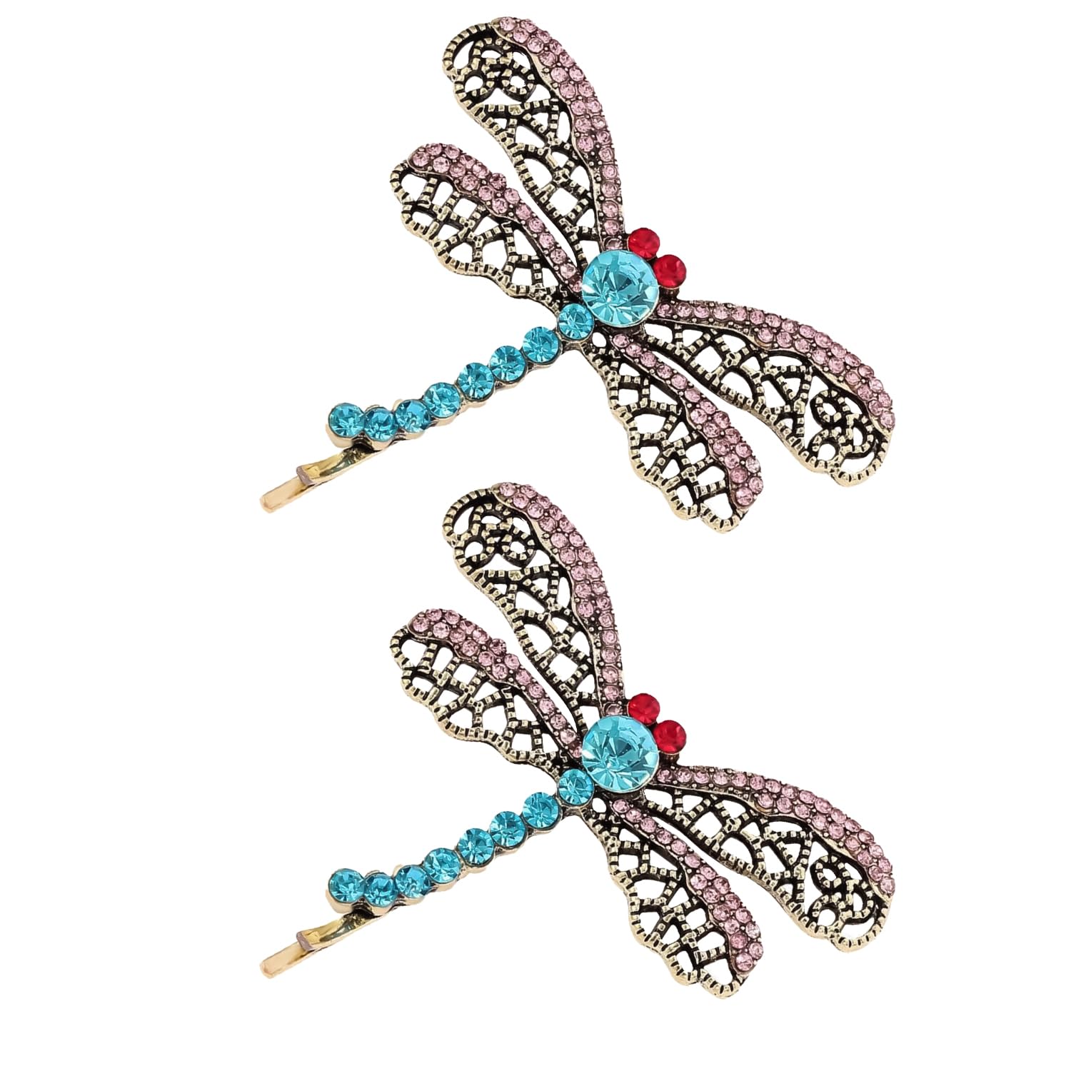 JNAWA 2Pieces Ghost Mom Hair Clip Cute Crystal Animal Clips Rhinestone Dragonfly Hair Clip Fashion Rhinestone Brooch Hair Accessories for Women and Girls