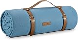 VonShef Picnic Blanket Blue Herringbone Large 220x200cm Waterproof Backing