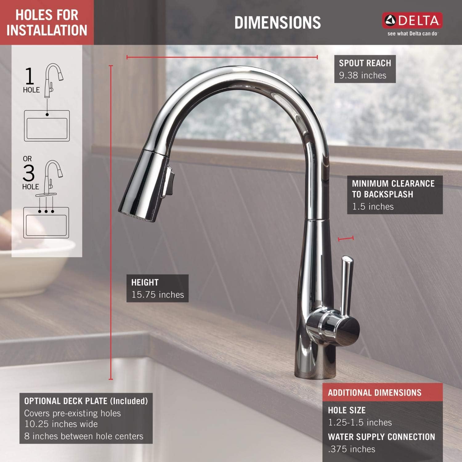 Delta Faucet Essa Single-Handle Kitchen Sink Faucet with Pull Down Sprayer and Magnetic Docking Spray Head, Chrome 9113-DST - - 