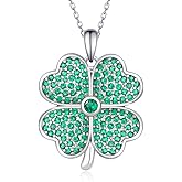 Daixiya Four Leaf Clover Necklace 925 Sterling Silver St Patricks Day Shamrock Necklace Irish Clover Jewelry Gifts for Women