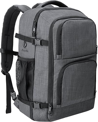 Dinictis 40 l Reise-Laptop-Rucksack für Männer und Frauen, passend für 43.2 cm (17 Zoll) Notebook, Handgepäck, zugelassener Koffer-Rucksack, wasserabweisender Reiserucksack, Tagesrucksack,Dunkelgrau