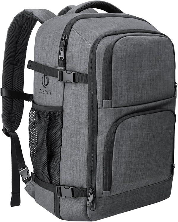 Dinictis 40 l Reise-Laptop-Rucksack für Männer und Frauen, passend für 43.2 cm (17 Zoll) Notebook, Handgepäck, zugelassener Koffer-Rucksack, wasserabweisender Reiserucksack, Tagesrucksack,Dunkelgrau