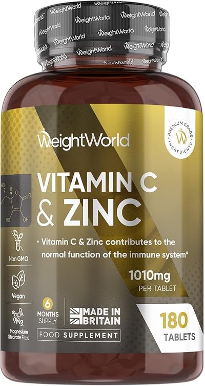 WeightWorld Vitamin C & Zinc Supplements 180 Tablets - 6 Month Supply