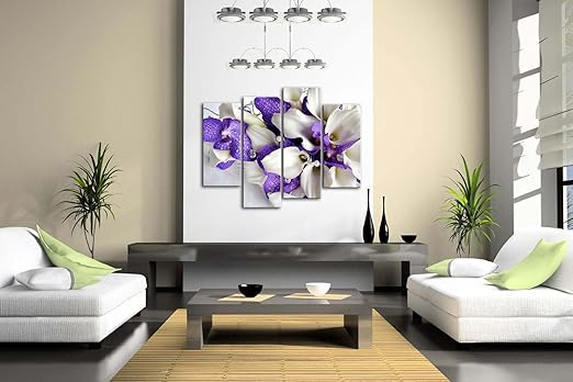 Bunch Of Flowers In White And Dark Purple Wall Art Painting