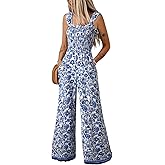 Dokotoo Floral Jumpsuits for Women 2026 Summer Floral Ruffle Sleeves Square Neck Rompers with Pockets