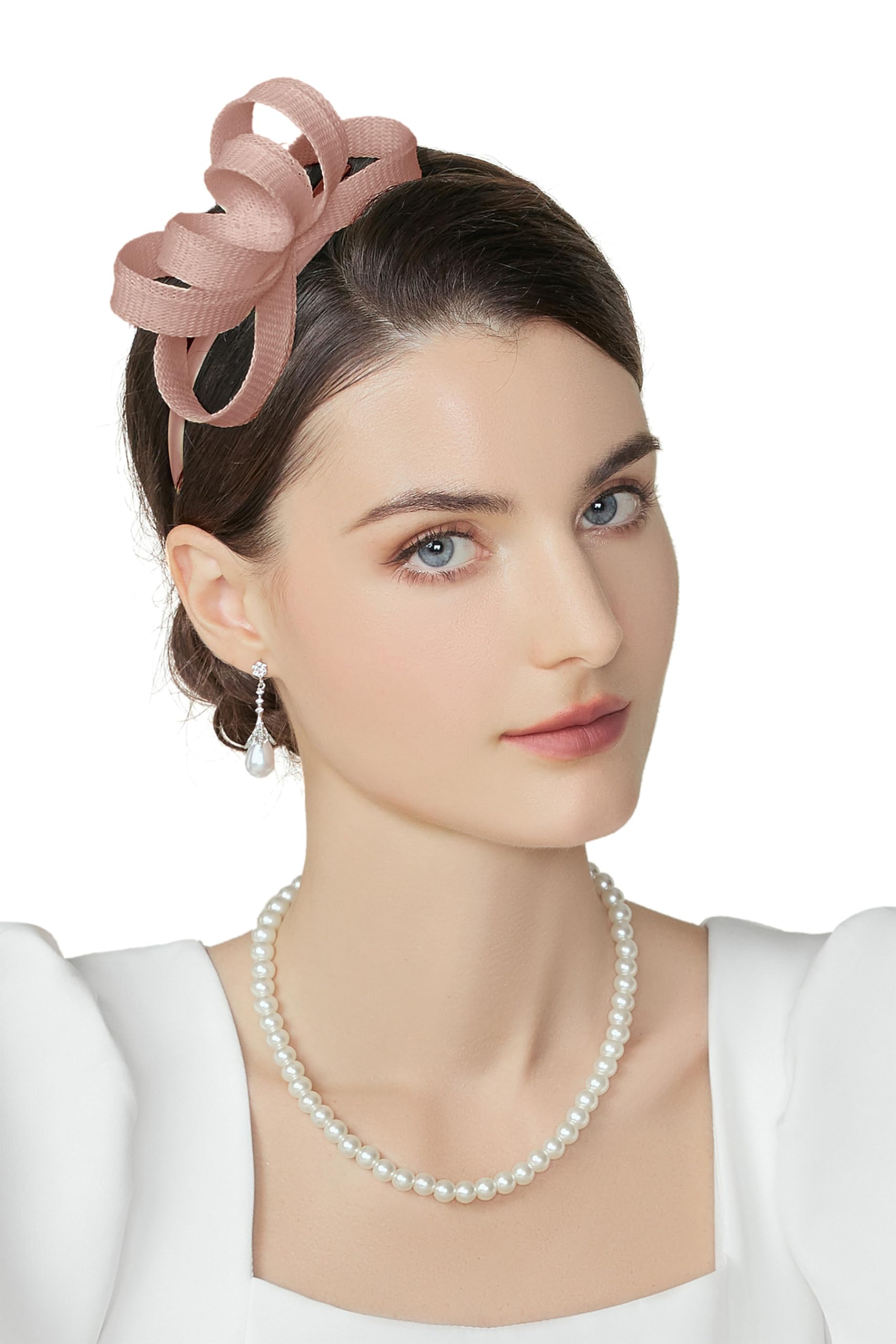 Photo 1 of BABEYOND Fascinator Headband for Women - Tea Party Kentucky Bow Headband Derby Bridal Wedding Daily Headpiece with Hair Clip