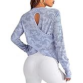 SweatyRocks Women's Lightweight Long Sleeve Workout Sports Activewear T Shirts Criss Cross Back Yoga Sports Tee