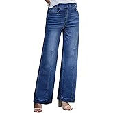 BestGirl Women's Baggy Jeans Pull On Stretchy Loose High Waisted Wide Leg Denim Pants Y2K 90s