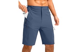 Pudolla Men's Hiking Shorts 11" Lightweight Cargo Work Shorts for Men Summer Travel Golf Casual Outdoor with 5 Pockets