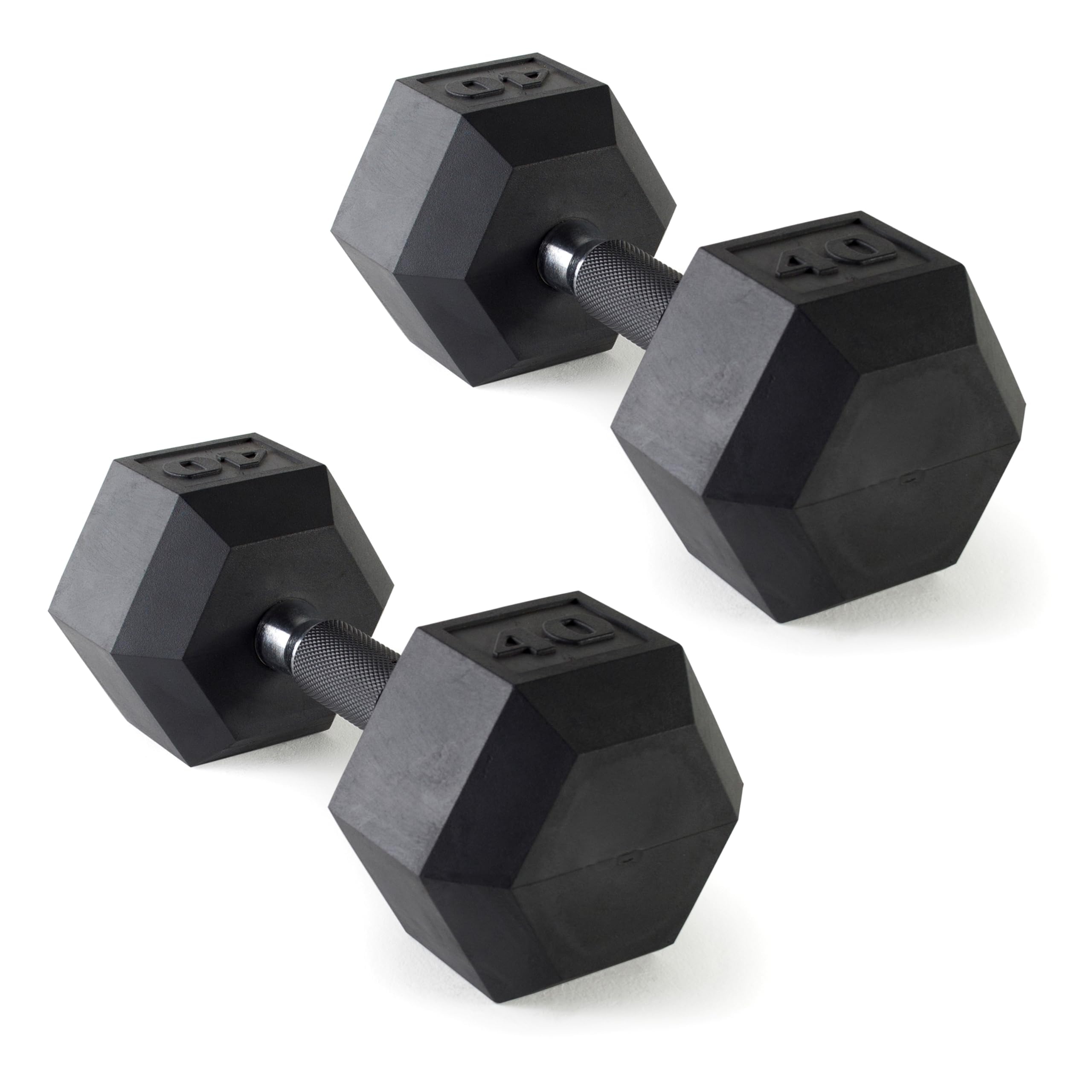 View 1 of ** ONLY 1**
CAP Barbell 40 LB Rubber Coated Hex Dumbbell Hand Weight with Padded Grip - Pair | Comfort Grip