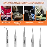 TOWOT Precision Tweezers Stainless Steel Pointed for Electronics Craft Jewelry view 5
