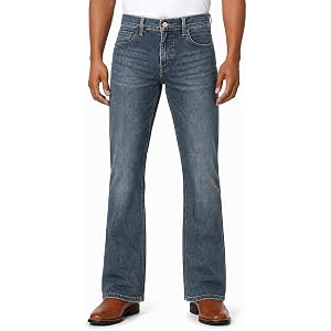 EISENGRID Men's Stretch Regular Fit Western Bootcut Jeans, Back Embroidery | Mid-rise, midweight slight-stretch denim with va