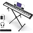 Starfavor 88 key keyboard piano, Compact Portable Digital Piano with Semi Weighted 88 Keys, Electric Piano Keyboard Set for Beginners with Stand, Large Headphones, Sustain Pedal, Carrying Piano Case