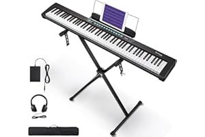 Starfavor 88 key keyboard piano, Compact Portable Digital Piano with Semi Weighted 88 Keys, Electric Piano Keyboard Set for Beginners with Stand, Large Headphones, Sustain Pedal, Carrying Piano Case