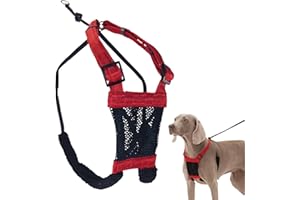 Sporn No Pull Dog Harness for Large Dogs, L/XL Red Mesh, Durable Nylon, Breathable, Lightly Padded, Soft & Easy, Heavy Duty Body Halter Pulling Harness for Big, Extra Large Size Breeds