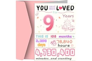 9th Birthday Card, Funny Birthday Decorations for Girl, Best 9 Year Old Birthday Gifts for Daughter, Unique Creative Gift for