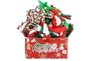 Beiker 15 Pack Christmas Dog Toys Bulk for Small Medium Puppies, Puppy Chew Toys for Teething, Durable Holiday Presents Tough Gifts Box Including Variety Rubber and Rope Toys