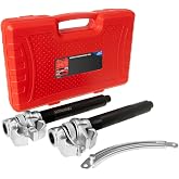 SIXIWANZI Strut Spring Compressor, 3pc Coil 2.7-10.6" Safety Guard | 2.7-10.6" jaw, safety brace anti-slip, 2200 lb capacity hexagonal nut, fits car truck ATV UTV, steel frame 19mm wrench