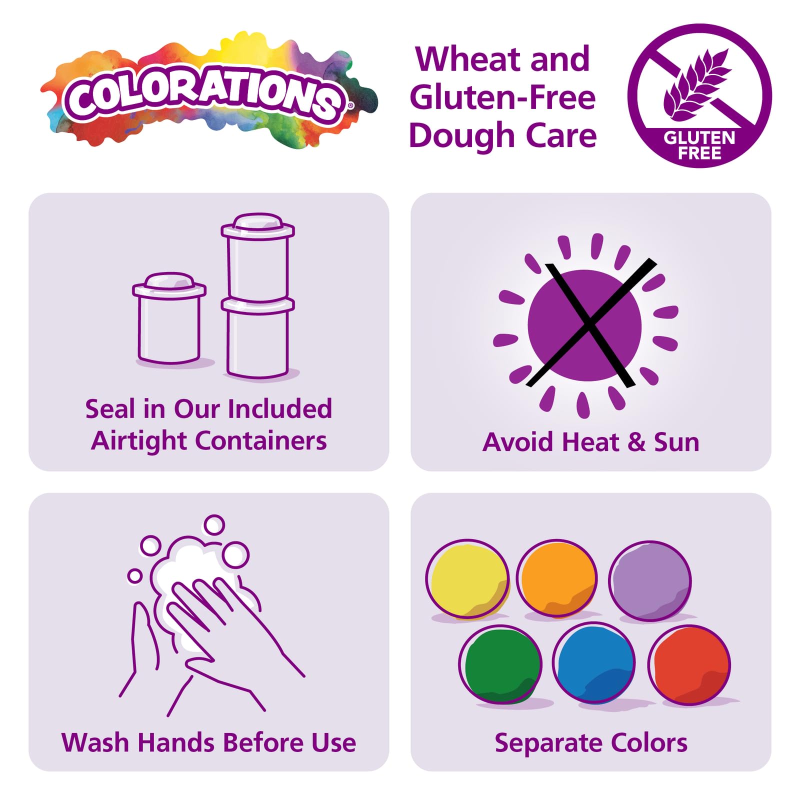 Colorations Wheat & Gluten Free Classic Dough - 8 Colors (2oz Each) | Non-Toxic, Play Dough, Bulk Set, Sensory Kit, Party Favors, Classroom Pack