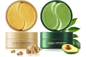 Avocado & Gold Hydrogel Eye Mask Set - Collagen Under Eye Patches to Reduce Puffiness, Dark Circles & Wrinkles | Korean Skinc