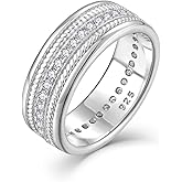 VA JENT Mens Wedding Ring 925 Sterling Silver Rings for Men Wedding Band Cut CZ Engagement Promise Ring for Him Size7-12