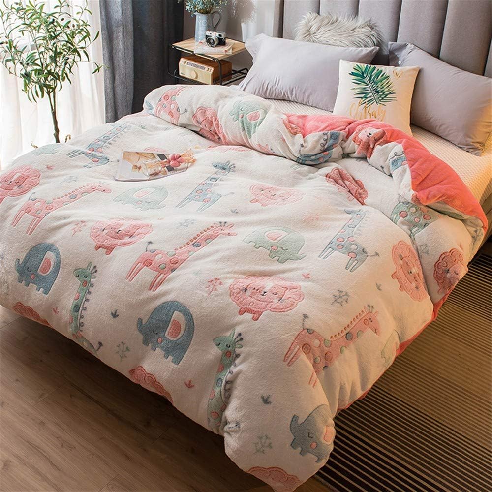 XJBT Winter Printing Quilt Set Thicken Soft Fale Comforter Cover Cartoon Single Double Star Duvet Cover Queen Size Atmungsaktive For Child Youth Girl Adult EtcO-180x220cm(71x87inch)