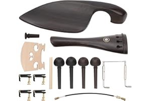 Ebony Maple Wood 4/4 Violin Parts Set Include Chin Rest,Tuning Pegs,Bridge Pins and Tailpiece Playing Accessories